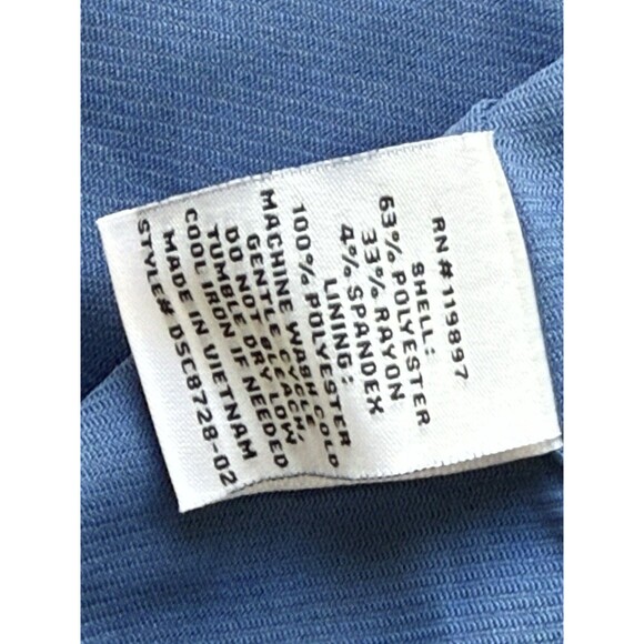 Cooper 19 Blue Ruched V Neck Midi Dress Front Slit Cap Sleeves Size Small - Picture 4 of 4